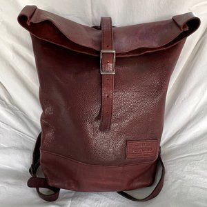 LEATHER ROLLTOP BACKPACK - Men's - Burgundy